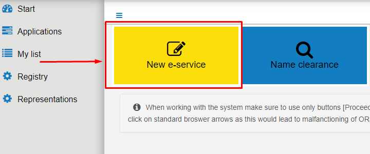 How to Register a Company in Tanzania - Step 4 - Click New Ee-service